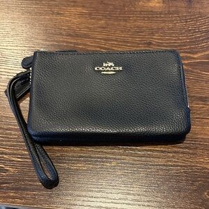 Coach Double Zip Leather Wristlet